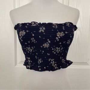 Pacsun navy floral cropped tube top